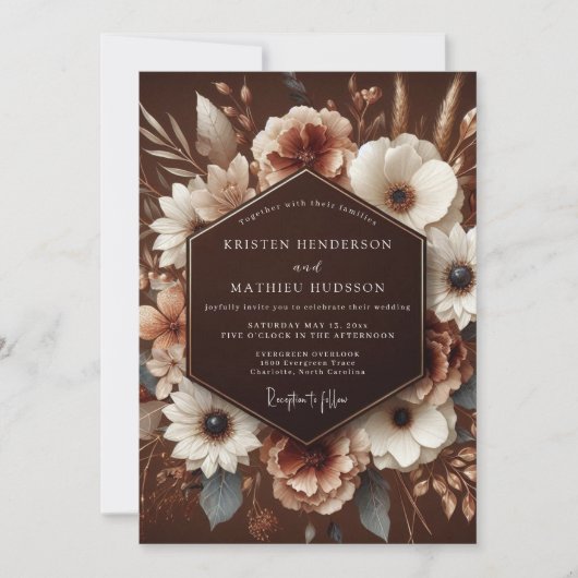 Invitation Brown Bloom Harvest Wedding (Devant)