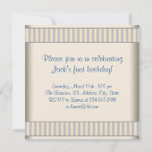 Invitation Brown Blue Boys Photo Anniversaire (Dos)