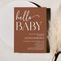 Brown Boho Bohemian Hello Baby shower bébé