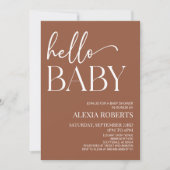 Invitation Brown Boho Bohemian Hello Baby shower bébé (Devant)