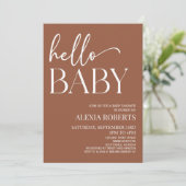 Invitation Brown Boho Bohemian Hello Baby shower bébé (Debout devant)
