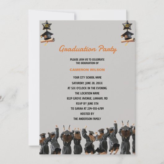 Invitation Brown Boho Bohemian Minimal Graduation Party (Devant)