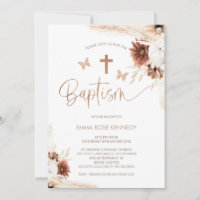 Brown Boho Floral Et Papillons Baptême