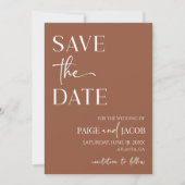 Invitation Brown Boho Mariage Minimal Enregistrer La Date (Devant)
