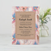 Invitation Brown Boho rose Floral et Rustique Bois Trunk Part (Debout devant)