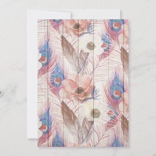 Invitation Brown Boho rose Floral et Rustique Bois Trunk Part (Dos)