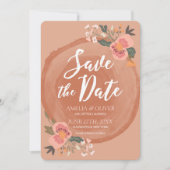 Invitation Brown bois Rustique Floral Enregistrer la date (Devant)