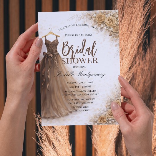 Invitation Brown Bridesmaid Dress Bridal Shower