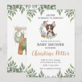 Invitation Brown Chihuahua Chien Boy Boho Baby shower de verd (Devant / Derrière)