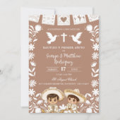 Invitation Brown Cielito Lindo Boy Twins Baptism and Birthday (Devant)