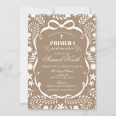 Invitation Brown Cielito Lindo Spanish Primera Communion (Devant)