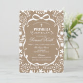 Invitation Brown Cielito Lindo Spanish Primera Communion (Debout devant)