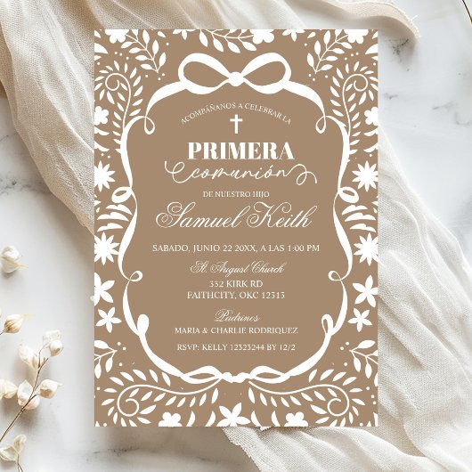 Invitation Brown Cielito Lindo Spanish Primera Communion