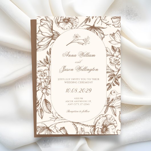 Invitation Brown Classic artistic floral wedding