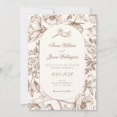 Invitation Brown Classic artistic floral wedding (Devant)