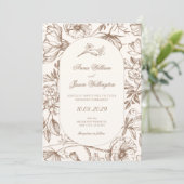 Invitation Brown Classic artistic floral wedding (Debout devant)
