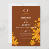 Invitation Brown Classique automne érable feuille mariage (Devant)
