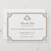 Invitation Brown classique/Ecru Mariage Monogramme Enregistre (Devant)