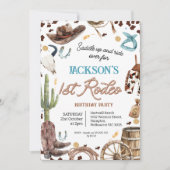 Invitation Brown corde Texte Premier Rodéo 1er Anniversaire (Devant)