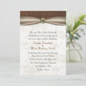 Invitation Brown & Cream Mariage damassé (Debout devant)