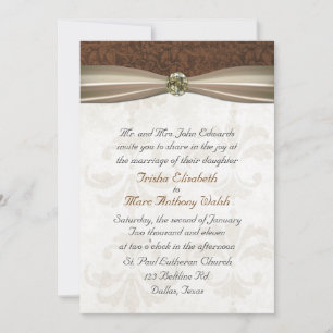 Invitation Brown & Cream Mariage damassé