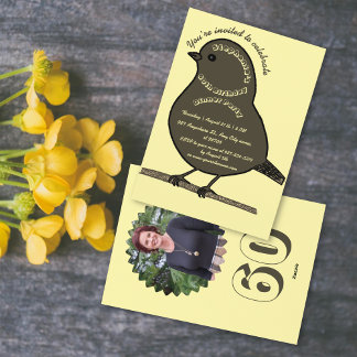 Invitation Brown Creamy 60e Anniversaire Soirée aux oiseaux