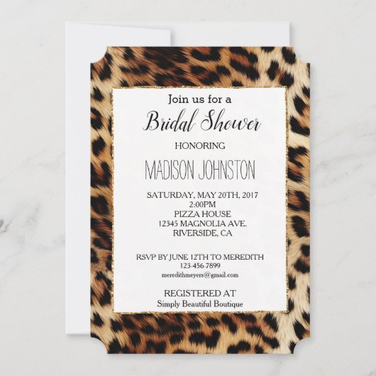 Invitation Brown Crème léopard animal (Devant)