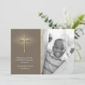 Invitation Brown, Croix d'Or, Photo religieuse (Debout devant)