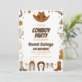 Invitation Brown Cute Cowboy fête d'anniversaire (Debout devant)
