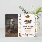 Invitation Brown Cute Cowboy Photo Anniversaire (Debout devant)