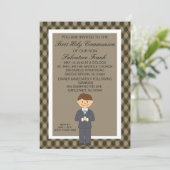 Invitation Brown Cute First Communion (Debout devant)