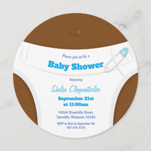 Invitation Brown de baby shower de peau et de bleu
