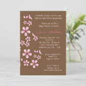 invitation Brown de baby shower des fleurs de (Debout devant)