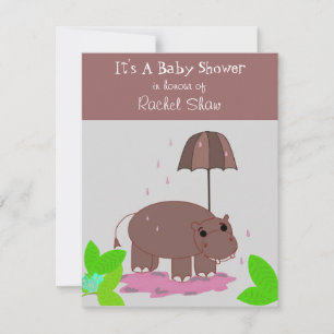 Invitation Brown de Baby shower Hippopotamus