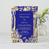 Invitation Brown de champignon bleu marine Mariage de bois (Debout devant)