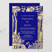 Invitation Brown de champignon bleu marine Mariage de bois (Devant / Derrière)