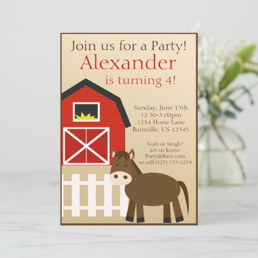 Invitation Brown de fête d'anniversaire d'animal (Debout devant)