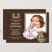Invitation Brown de fête d'anniversaire de photo (Devant / Derrière)