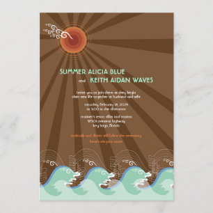 Invitation Brown de mariage de Sun de vagues de