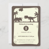 Invitation Brown Dinosaur Silhouette Premier Anniversaire (Devant)
