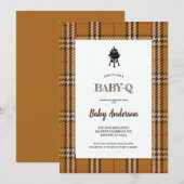 INVITATION Brown DU PARTI BBQ BABYSHOWER (Devant / Derrière)