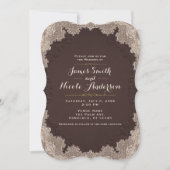 Invitation Brown en cuir Vintage dentelle occidentale Mariage (Devant)