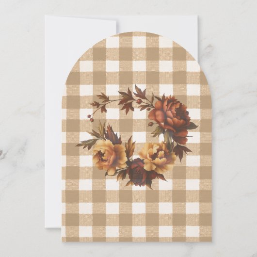 Invitation Brown En vichy Automne Florals Arch Thanksgiving (Dos)