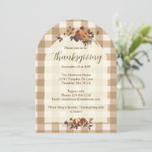 Invitation Brown En vichy Automne Florals Arch Thanksgiving (Debout devant)