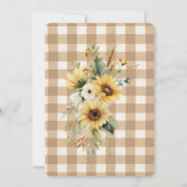 Invitation Brown En vichy Automne Tournesols Thanksgiving (Dos)