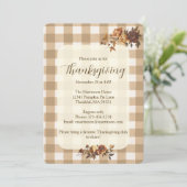 Invitation Brown En vichy Flores d'automne Thanksgiving (Debout devant)