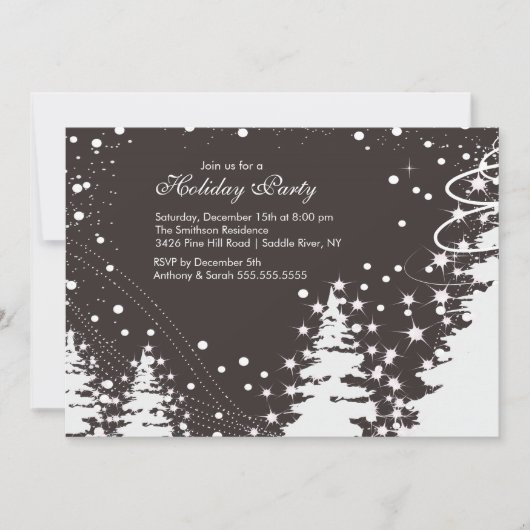 Invitation Brown et blanche pour les fêtes d'hiver (Devant)