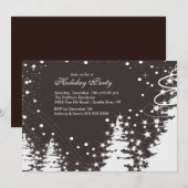 Invitation Brown et blanche pour les fêtes d'hiver (Devant / Derrière)