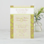 Invitation Brown et Lime Green Mariage damassé (Debout devant)