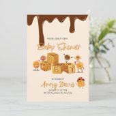 Invitation Brown et miel Chocolat Dessert Baby shower (Debout devant)
